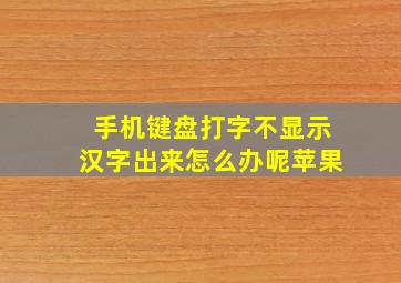 手机键盘打字不显示汉字出来怎么办呢苹果