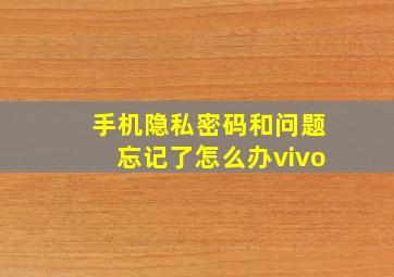 手机隐私密码和问题忘记了怎么办vivo