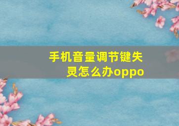 手机音量调节键失灵怎么办oppo