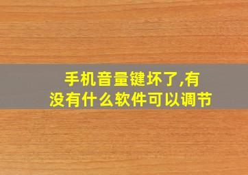 手机音量键坏了,有没有什么软件可以调节