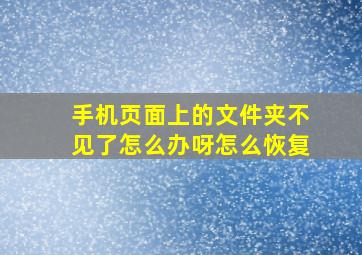 手机页面上的文件夹不见了怎么办呀怎么恢复