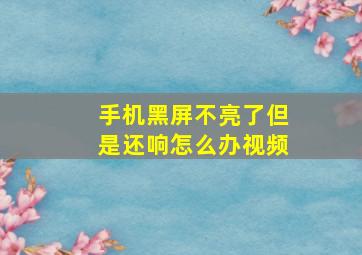 手机黑屏不亮了但是还响怎么办视频