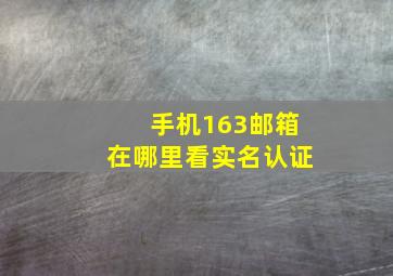 手机163邮箱在哪里看实名认证