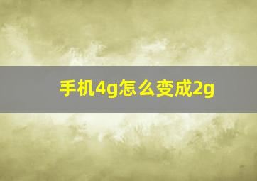 手机4g怎么变成2g