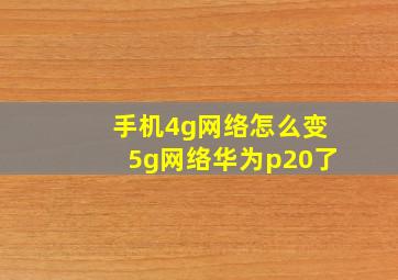 手机4g网络怎么变5g网络华为p20了