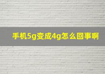 手机5g变成4g怎么回事啊