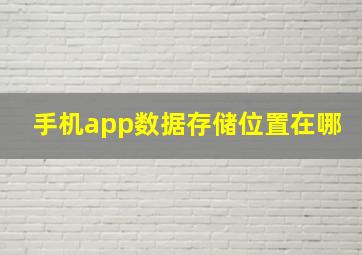 手机app数据存储位置在哪