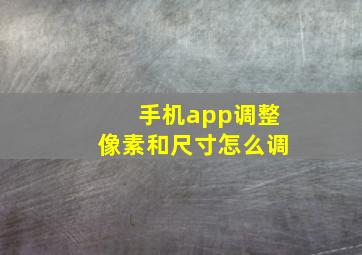 手机app调整像素和尺寸怎么调