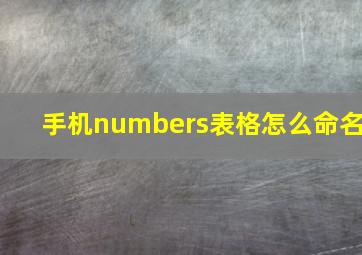 手机numbers表格怎么命名