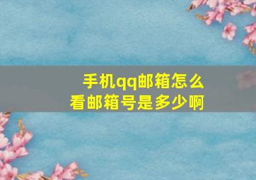 手机qq邮箱怎么看邮箱号是多少啊