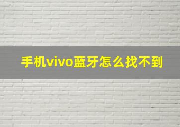 手机vivo蓝牙怎么找不到