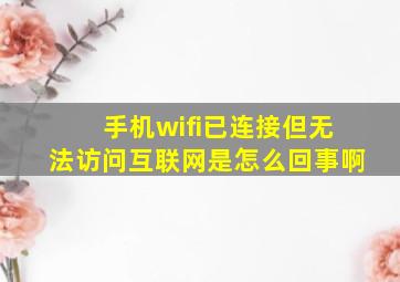 手机wifi已连接但无法访问互联网是怎么回事啊