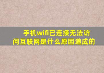 手机wifi已连接无法访问互联网是什么原因造成的