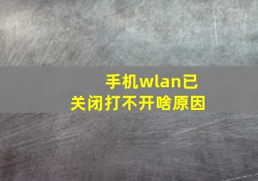 手机wlan已关闭打不开啥原因