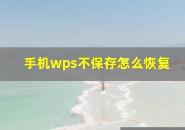 手机wps不保存怎么恢复