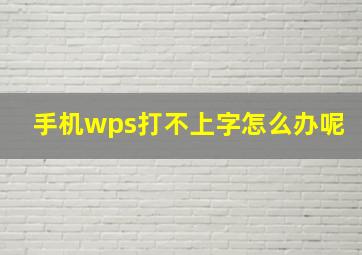 手机wps打不上字怎么办呢