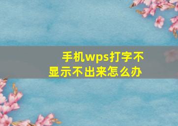 手机wps打字不显示不出来怎么办