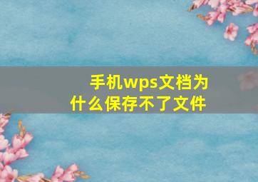 手机wps文档为什么保存不了文件