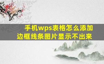 手机wps表格怎么添加边框线条图片显示不出来