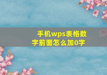 手机wps表格数字前面怎么加0字