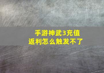 手游神武3充值返利怎么触发不了