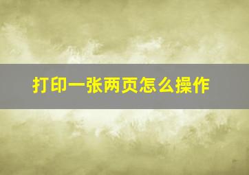 打印一张两页怎么操作