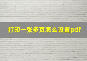 打印一张多页怎么设置pdf