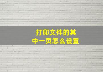 打印文件的其中一页怎么设置