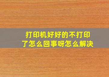 打印机好好的不打印了怎么回事呀怎么解决