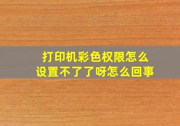 打印机彩色权限怎么设置不了了呀怎么回事