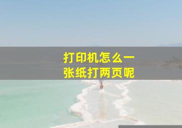 打印机怎么一张纸打两页呢