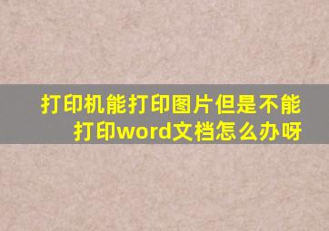 打印机能打印图片但是不能打印word文档怎么办呀