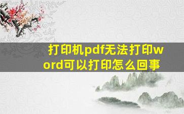 打印机pdf无法打印word可以打印怎么回事