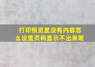 打印预览里没有内容怎么设置页码显示不出来呢