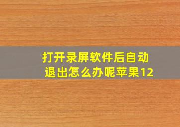 打开录屏软件后自动退出怎么办呢苹果12