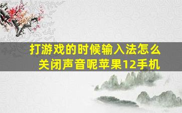 打游戏的时候输入法怎么关闭声音呢苹果12手机