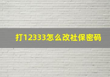 打12333怎么改社保密码