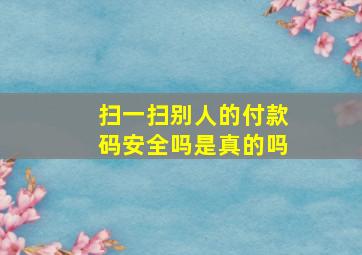 扫一扫别人的付款码安全吗是真的吗