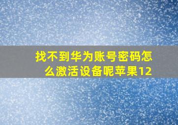 找不到华为账号密码怎么激活设备呢苹果12