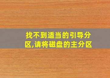 找不到适当的引导分区,请将磁盘的主分区