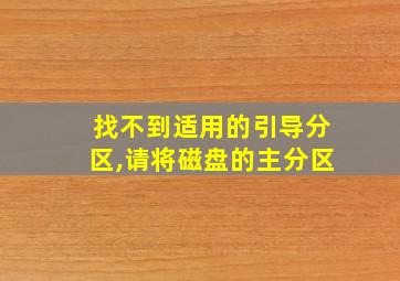 找不到适用的引导分区,请将磁盘的主分区