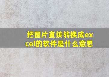 把图片直接转换成excel的软件是什么意思