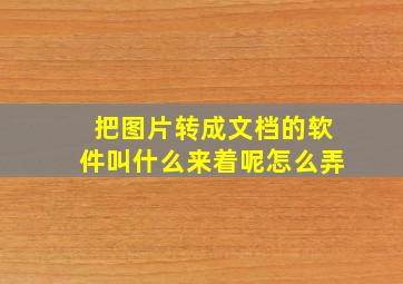 把图片转成文档的软件叫什么来着呢怎么弄