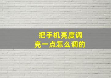 把手机亮度调亮一点怎么调的