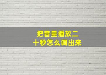 把音量播放二十秒怎么调出来