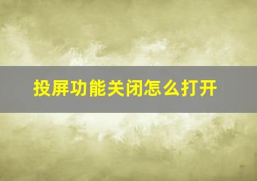 投屏功能关闭怎么打开