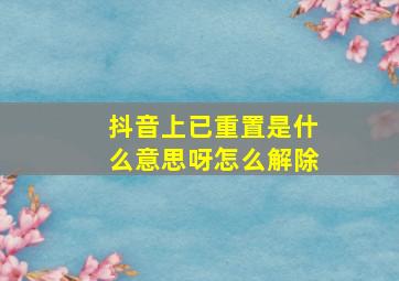 抖音上已重置是什么意思呀怎么解除