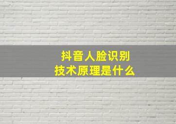 抖音人脸识别技术原理是什么