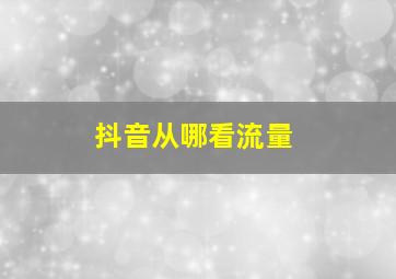 抖音从哪看流量