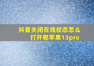 抖音关闭在线状态怎么打开呢苹果13pro